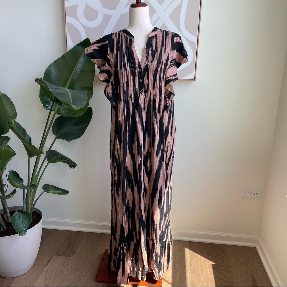 NWT Anthropologie Black and clay V-Neck  Gown